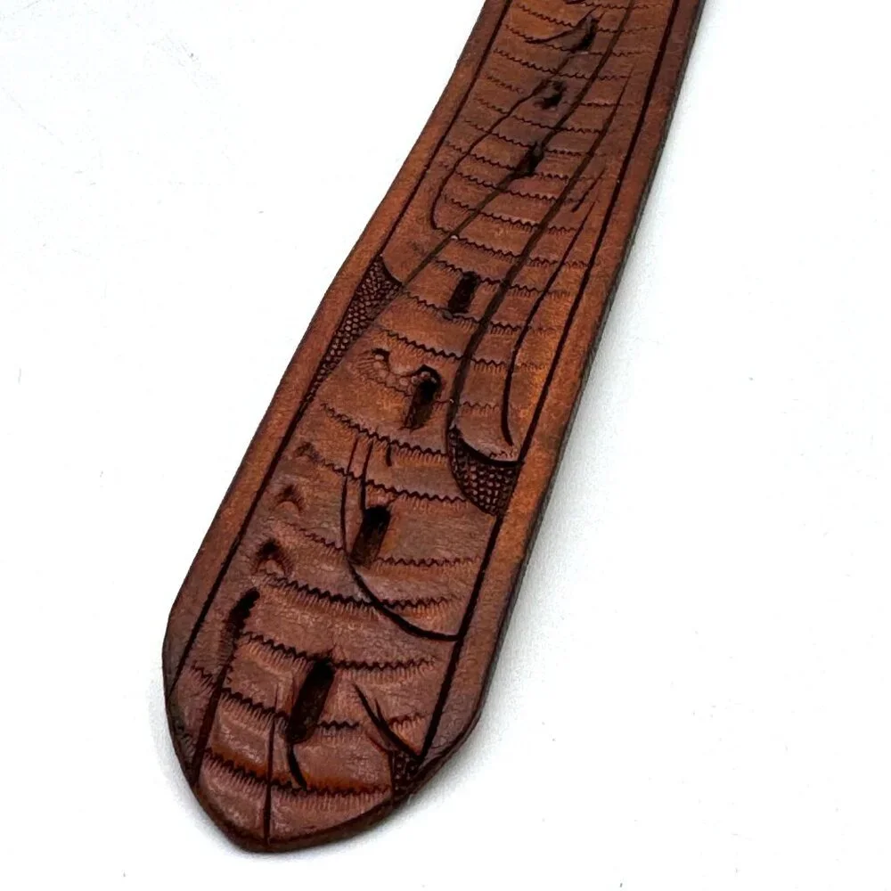 HAND TOOLED BROWN LEATHER MENS BELT FASHION WORK CASUAL OFFICE WEAR MEN BELTS me - Picture 6 of 12